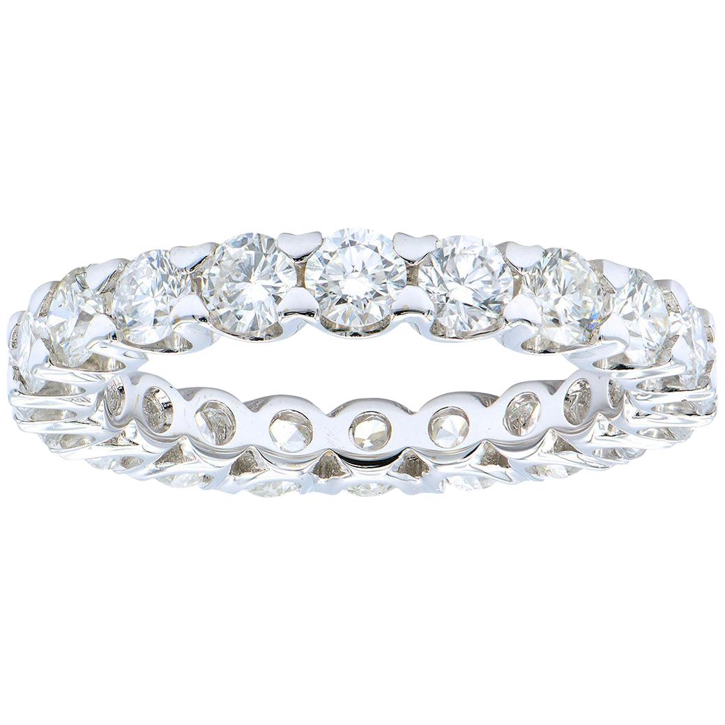 18 Karat White Gold Classic Eternity Band For Sale