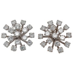 18 Karat White Gold Clip-On Earrings with 34 Brilliant Cut Diamonds Top Quality