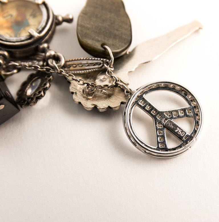 18 Karat White Gold Clock Charm Necklace For Sale at 1stDibs