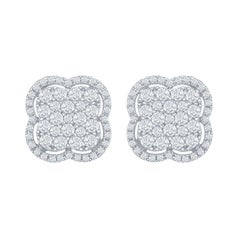 18 Karat White Gold Clover Diamond Earrings