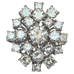 18 Karat White Gold Cluster Ring with 3.48 ct Diamonds
