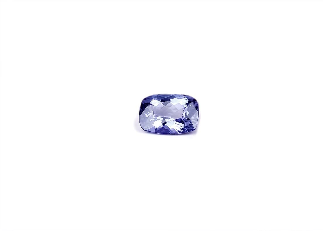 Cushion Cut Eighteen Karat White Gold Contemporary Cocktail Ring with No Heat Tanzanite For Sale