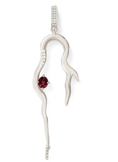 Pendientes Contemporáneos de Oro Blanco con Zafiro y Cincuenta y Seis Diamantes
