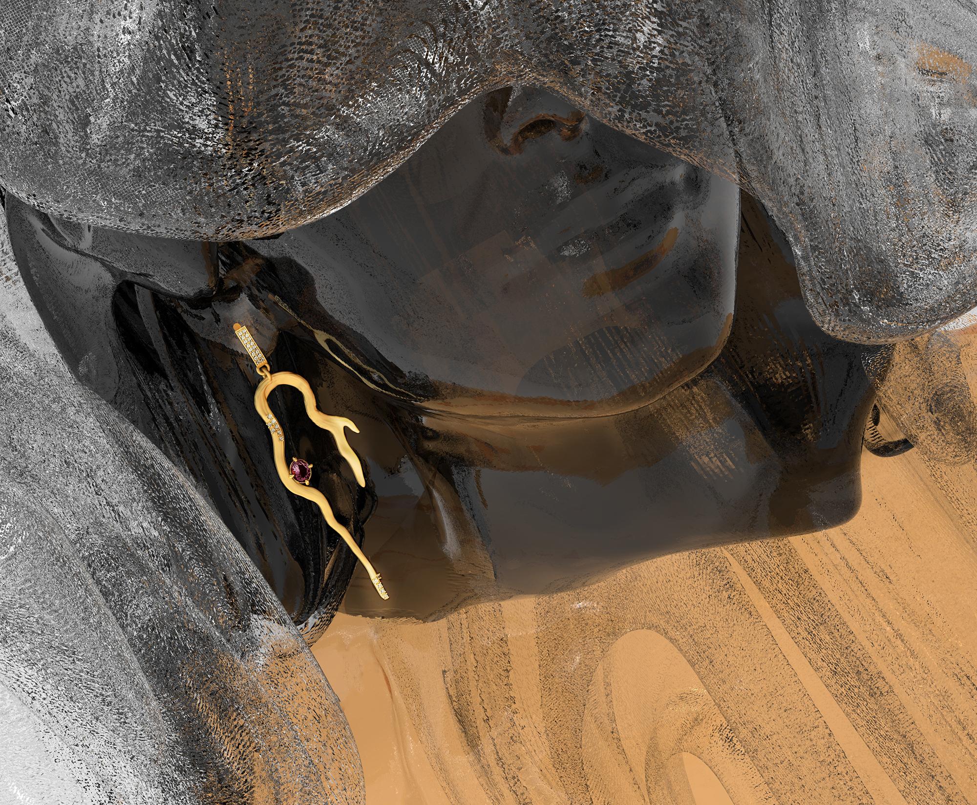Zeitgenössische Ohrringe aus Weißgold mit Saphiren und sechsundfünfzig Diamanten im Zustand „Neu“ im Angebot in Berlin, DE