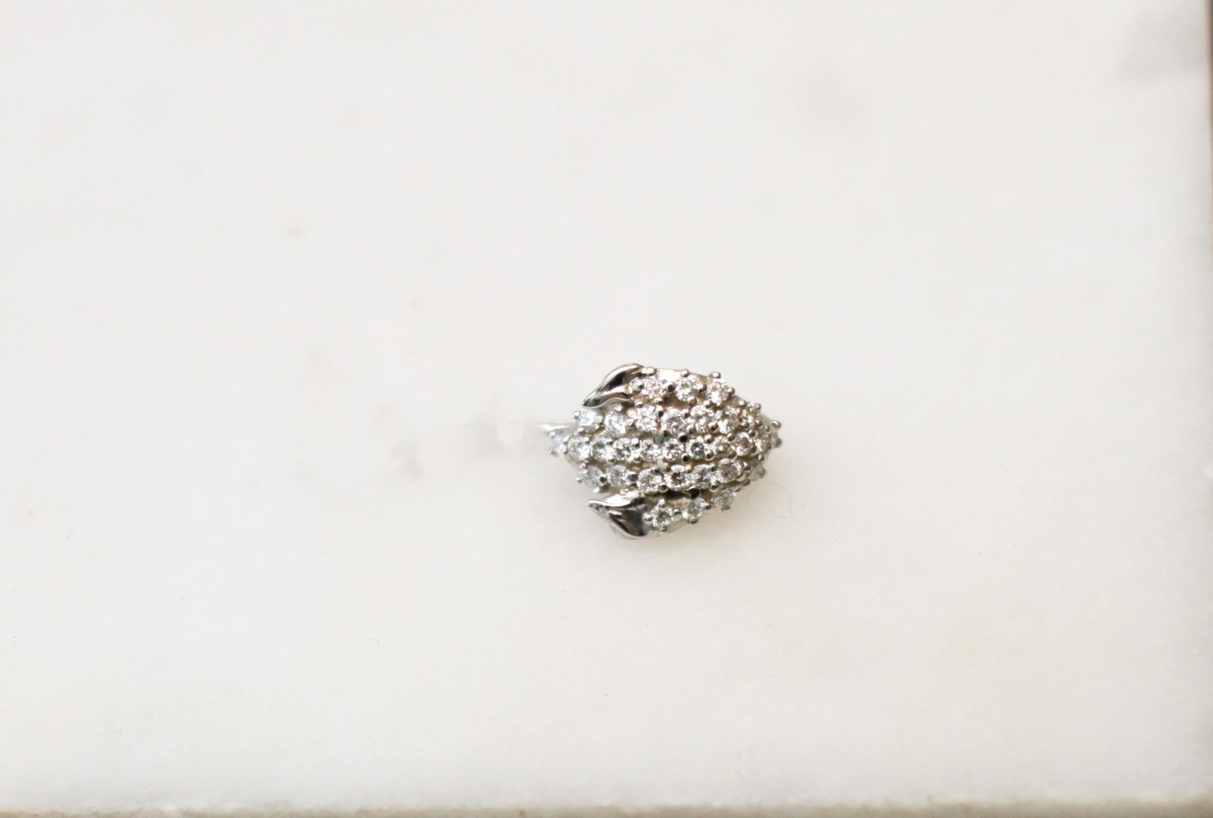 Thirty Diamonds White Gold Contemporary Floral Petal Pendant Necklace For Sale 6