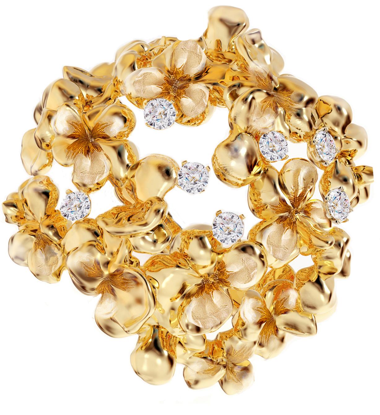 Clips d'oreilles contemporains en or blanc 18 carats en forme d'hortensia avec diamants en vente 7