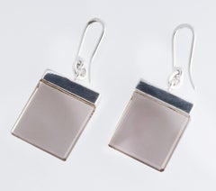 White Gold Contemporary Dangle Earrings with Smoky Quartz