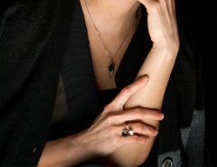 White Gold Contemporary Pendant Necklace with Red Sapphire