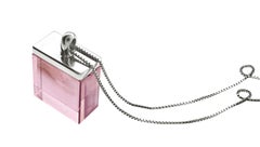 White Gold Contemporary Pendant Necklace with Natural Pink Tourmaline
