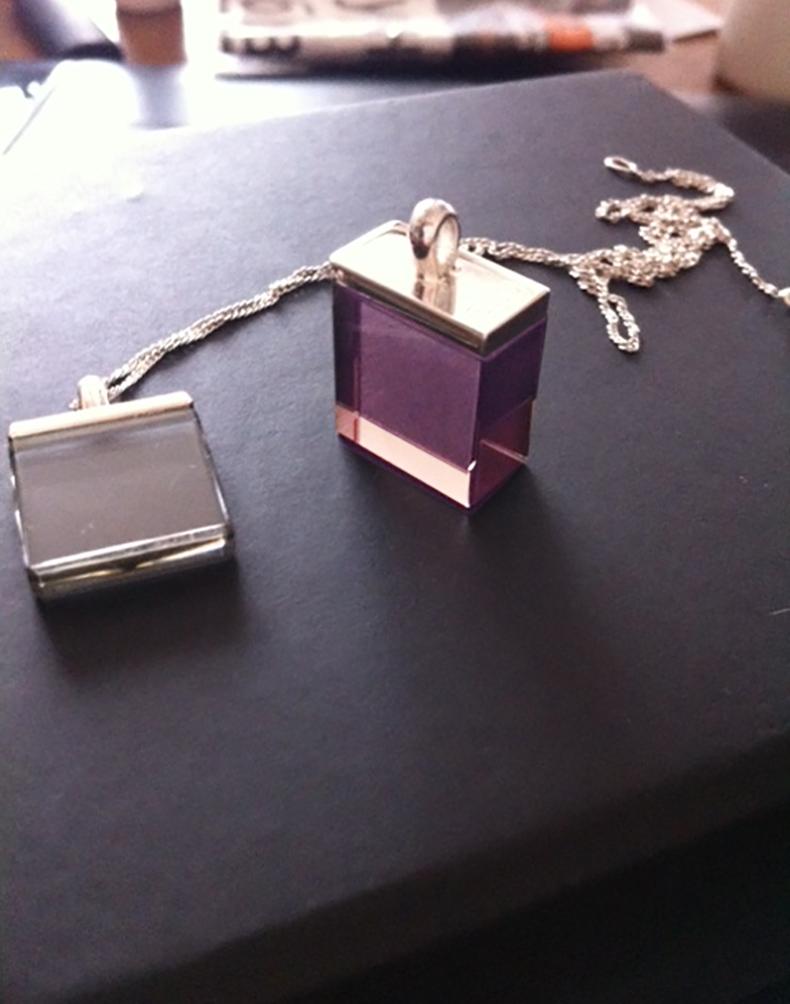 Women's or Men's White Gold Contemporary Pendant Necklace with Natural Pink Tourmaline For Sale