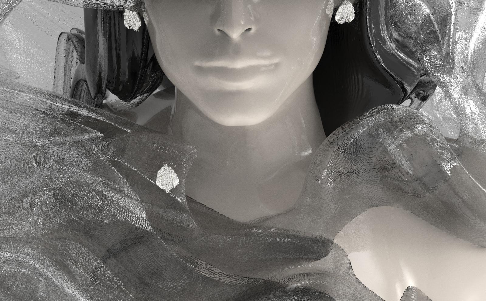 Boucles d'oreilles contemporaines en or blanc avec émeraudes vertes et soixante-deux diamants en vente 2