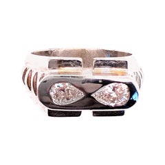 18 Karat White Gold Contemporary Ring with Diamonds