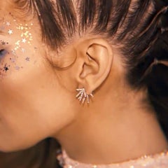 18 Karat White Gold Convertible Star Diamond Earring Jackets Studs .94 Carat