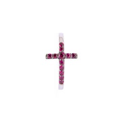 18 Karat White Gold Cross Ring Feature with Rubys