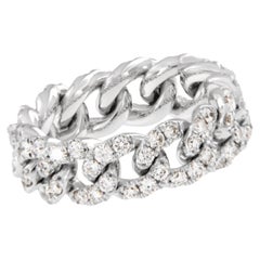 18 Karat White Gold Cuban Link 1.40 Cttw Diamond Band Ring