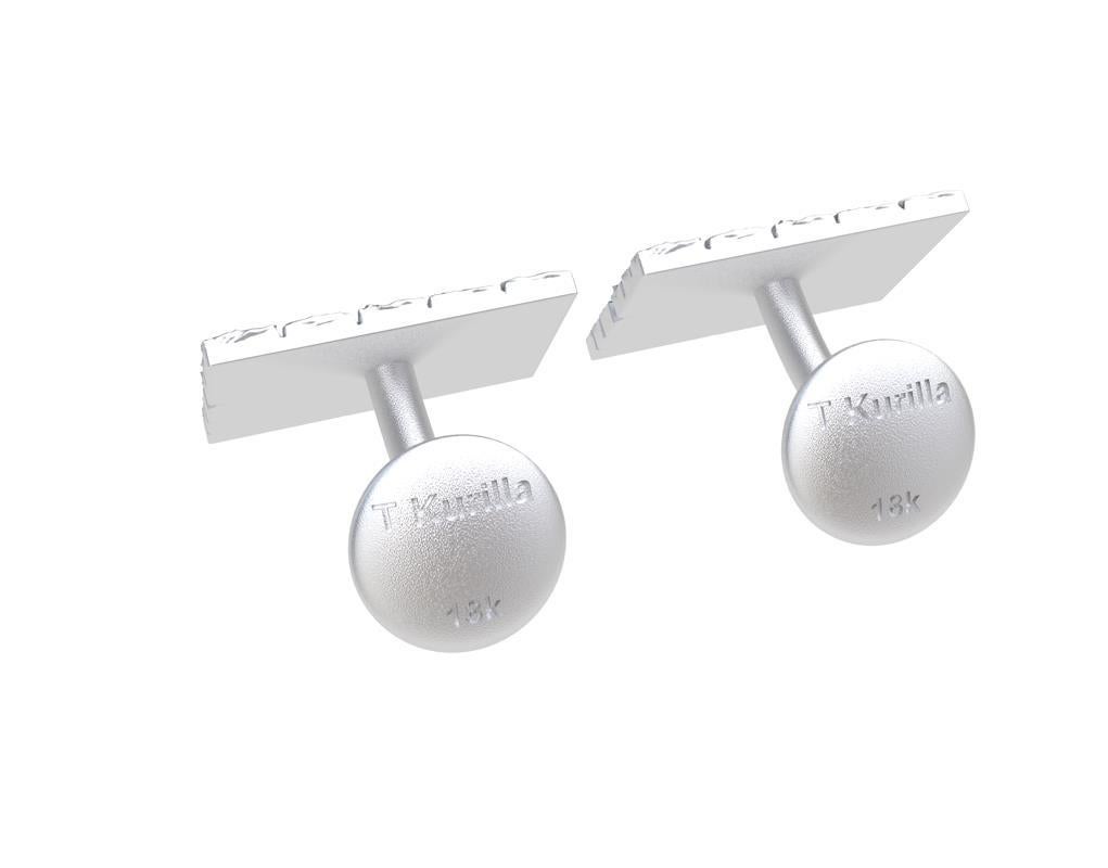 Women's or Men's 18 Karat White Gold Cufflinks For Sale