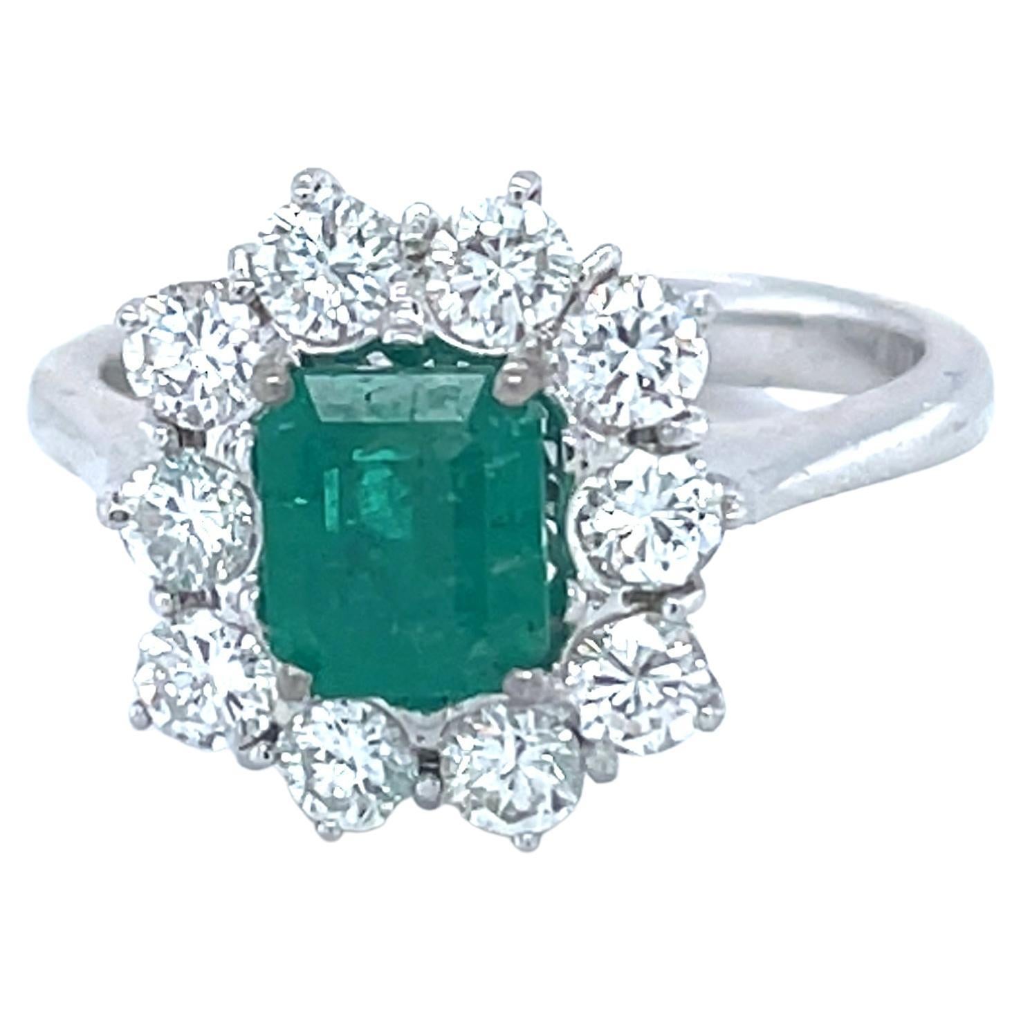 This 18K white gold classy ring is from our Timeless Collection. It is made of a cushion shape emerald 1.01 Carat decorated by colourless round diamonds in total of 0.96 Carat. Total metal weight is 5.10 gr. Beautiful piece of jewellery!

The