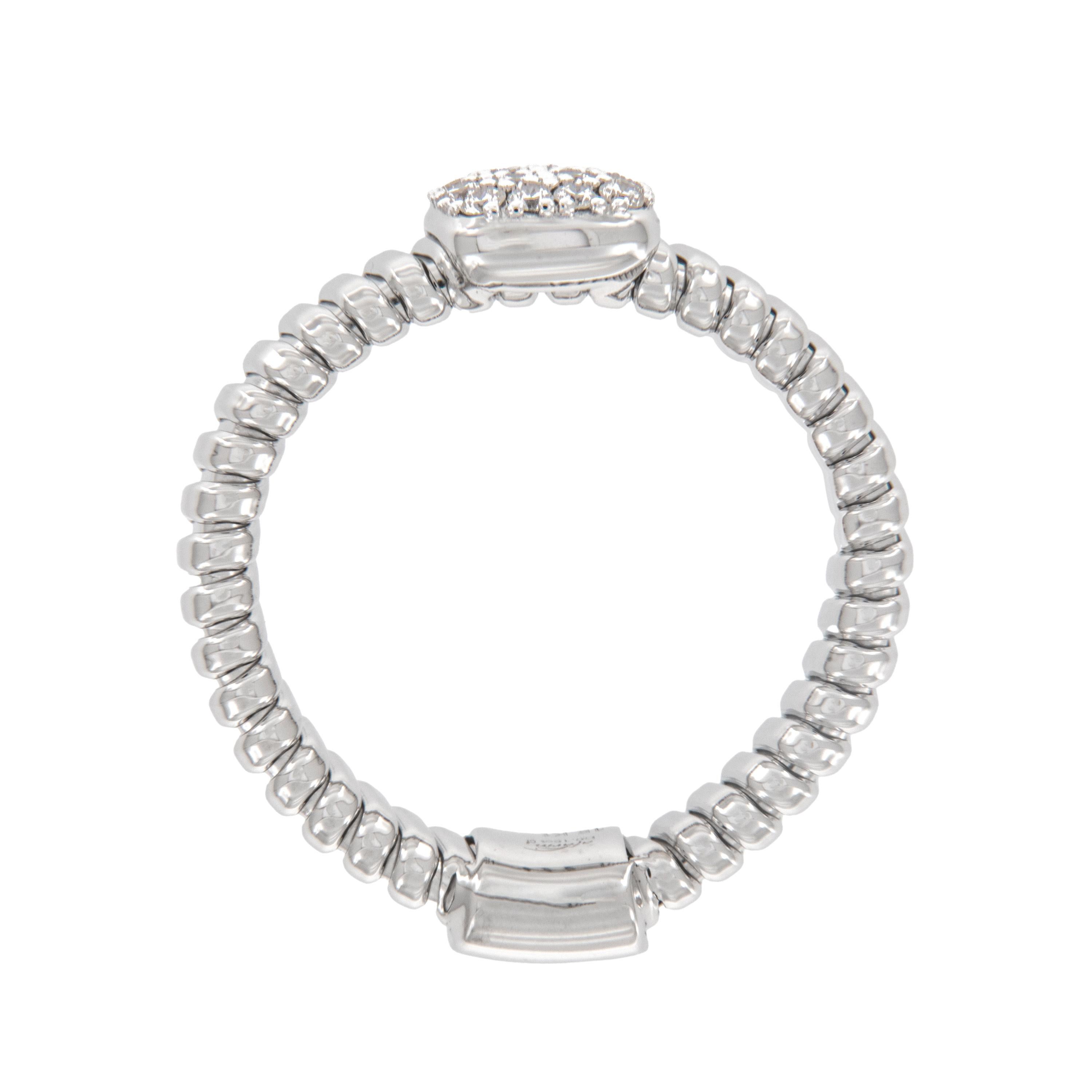 Round Cut 18 Karat White Gold Cushion Shape Diamond Pave' Flexible Ring For Sale