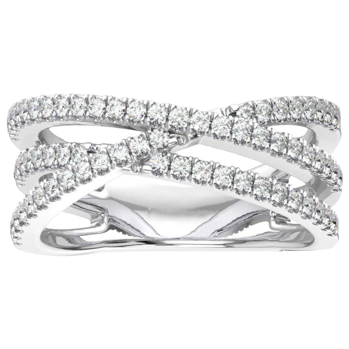 18 Karat White Gold Dahlia Interweave Diamond Ring '1/2 Carat' For Sale