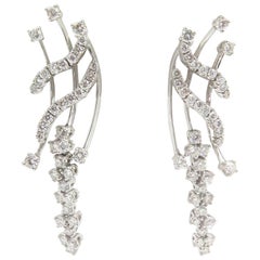 18 Karat White Gold Dangle Diamond Earrings