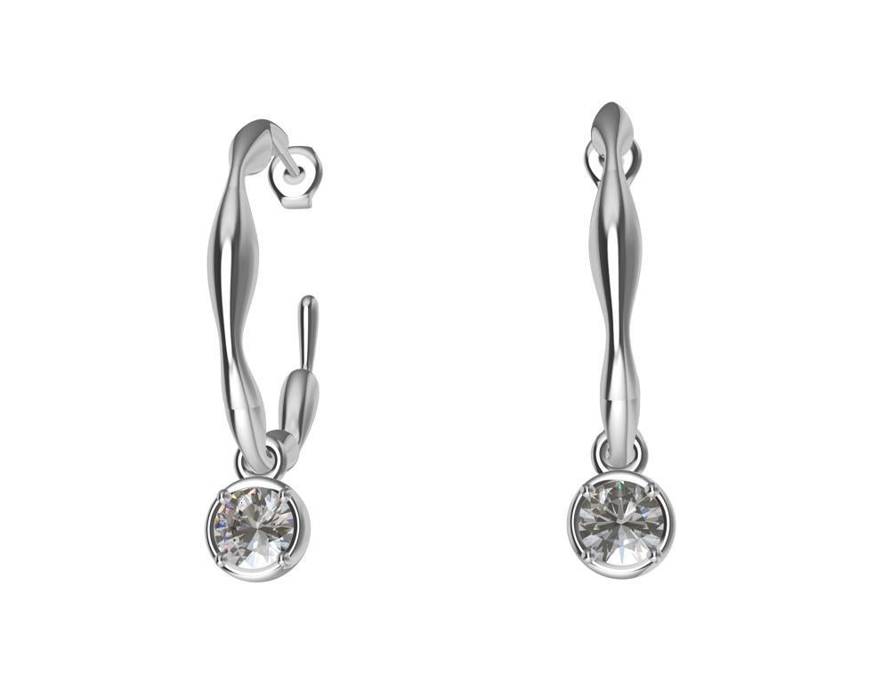 Contemporain Boucles d'oreilles pendantes en or blanc 18 carats avec diamants certifiés GIA en vente