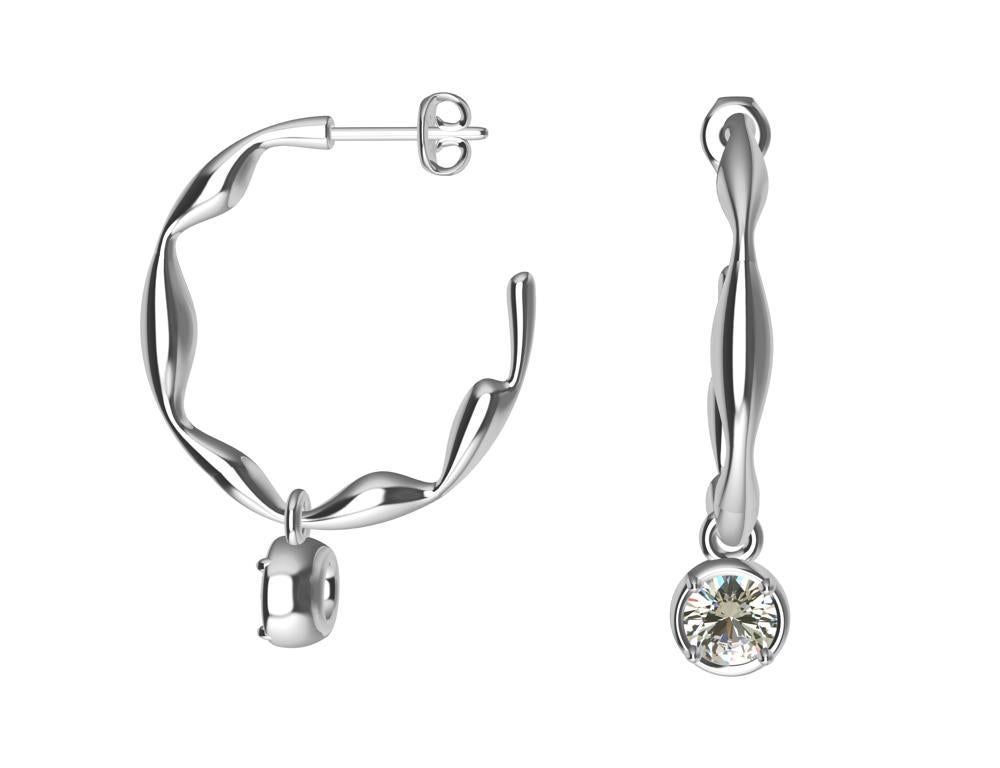 Boucles d'oreilles pendantes en or blanc 18 carats avec diamants certifiés GIA Neuf - En vente à New York, NY