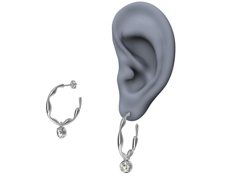 Boucles d'oreilles pendantes en or blanc 18 carats avec diamants certifiés GIA Pour femmes en vente
