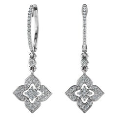 18 Karat White Gold Dangling Halo Diamond Earrings '2/5 Carat'