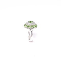 18 Karat White Gold Demantoid Garnet Diamond Ring