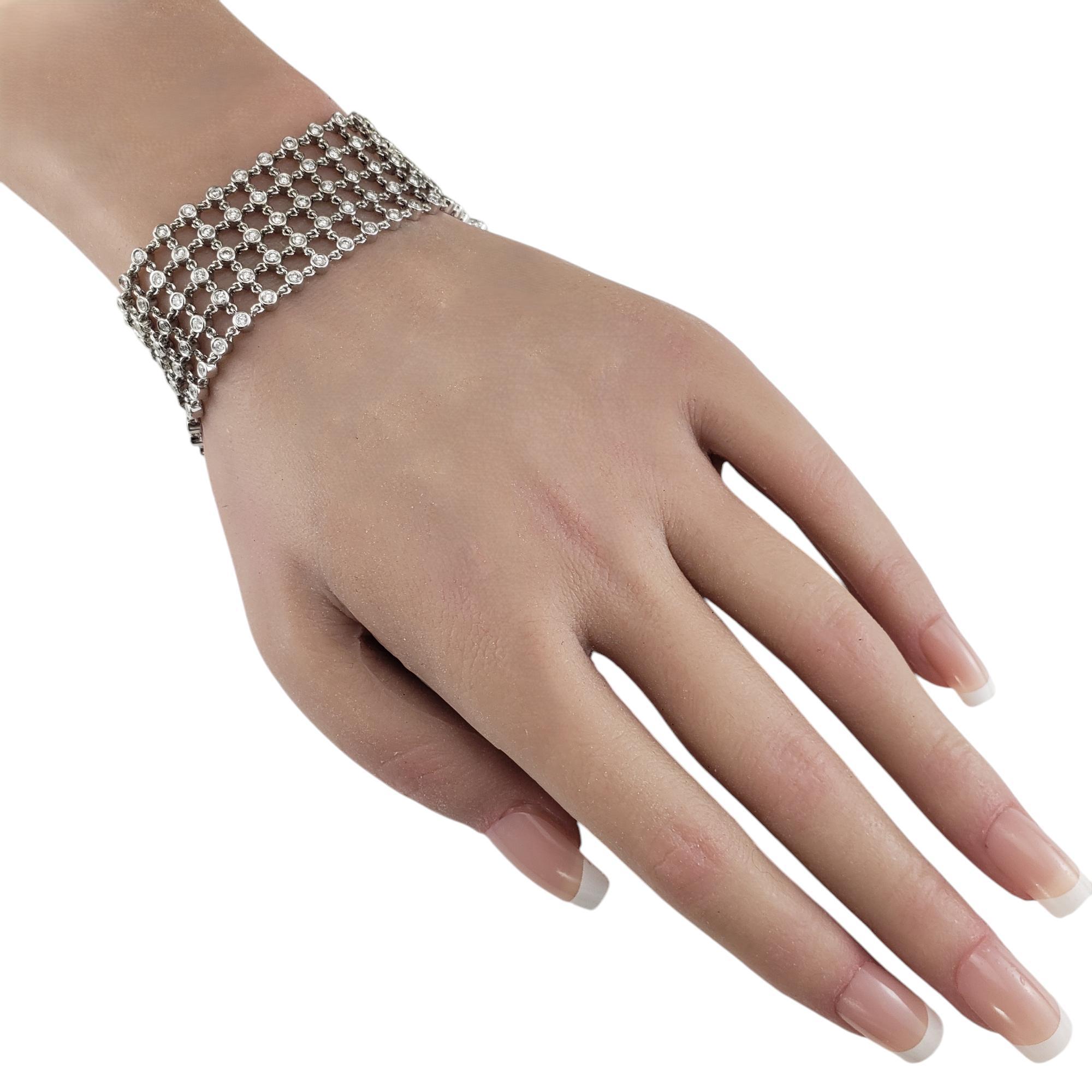 18 Karat White Gold Diamond 5 Row Mesh Bracelet #19590 For Sale 2
