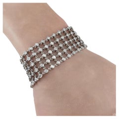 Bracelet en or blanc 18 carats à 5 rangées de diamants #19590