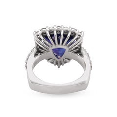 18 Karat White Gold Diamond 6.70 Carat Trillion Cut Tanzanite Cocktail Ring