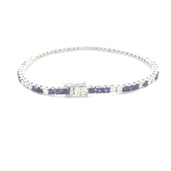 18 Karat White Gold Diamond Amethyst Tennis Bracelet