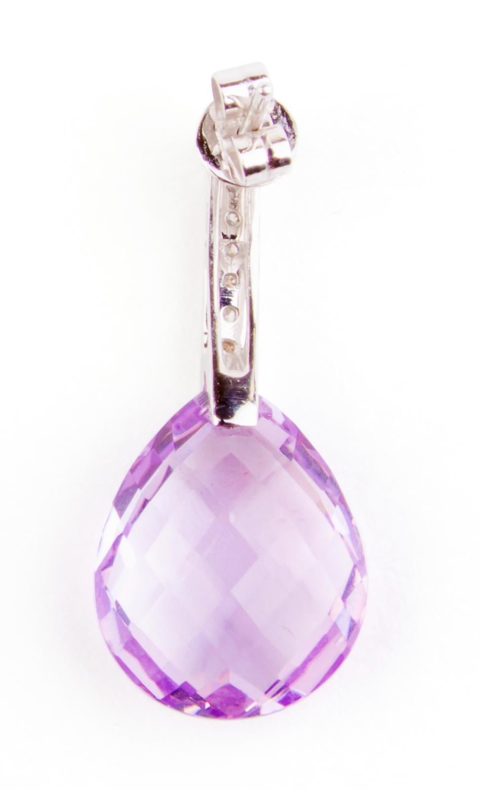 18 Karat White Gold Diamond and Amethyst Earrings In Excellent Condition For Sale In Dorset, GB