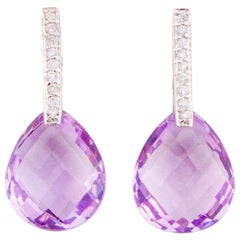 18 Karat White Gold Diamond and Amethyst Earrings