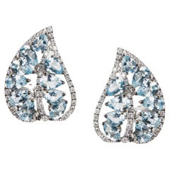 18 Karat White Gold Diamond and Aquamarine Earrings