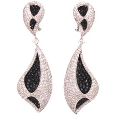 18 Karat White Gold Diamond and Black Diamond Earrings
