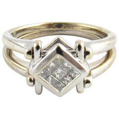 18 Karat White Gold Diamond and Blue Sapphire Flip Ring