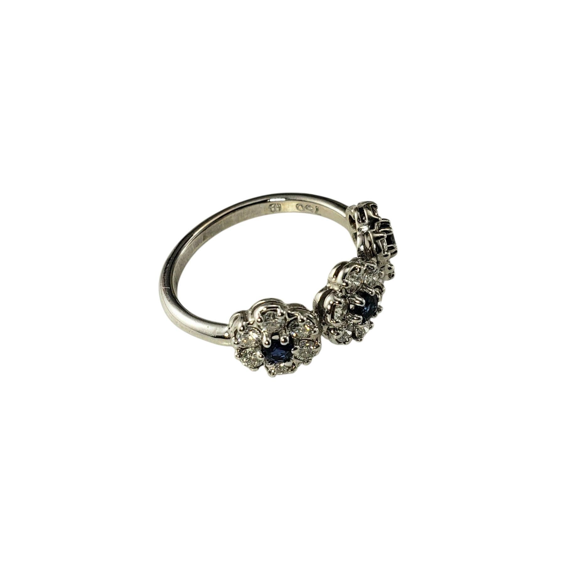 18 Karat White Gold Diamond and Blue Stone Cluster Ring Size 6 #22868 In Good Condition For Sale In Washington Depot, CT