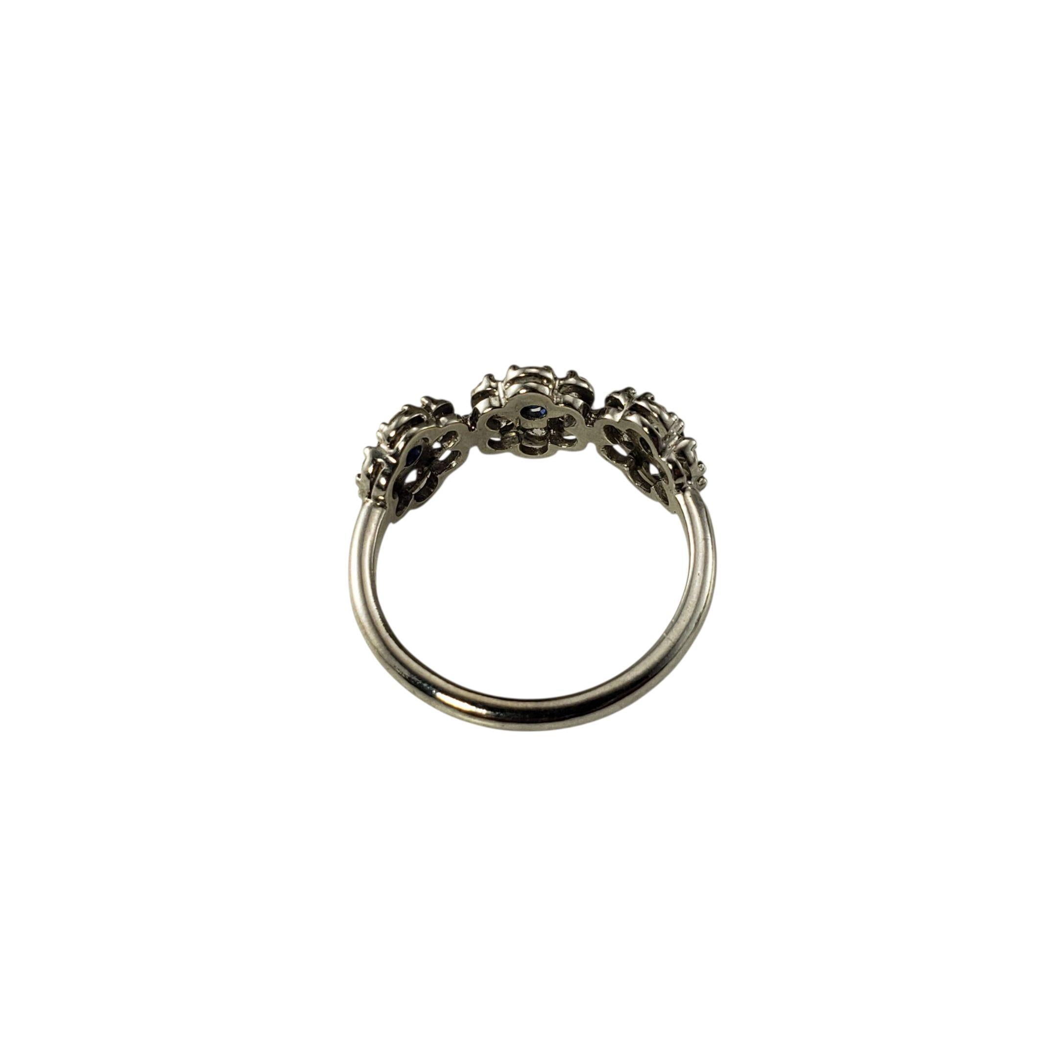 Women's 18 Karat White Gold Diamond and Blue Stone Cluster Ring Size 6 #22868 For Sale