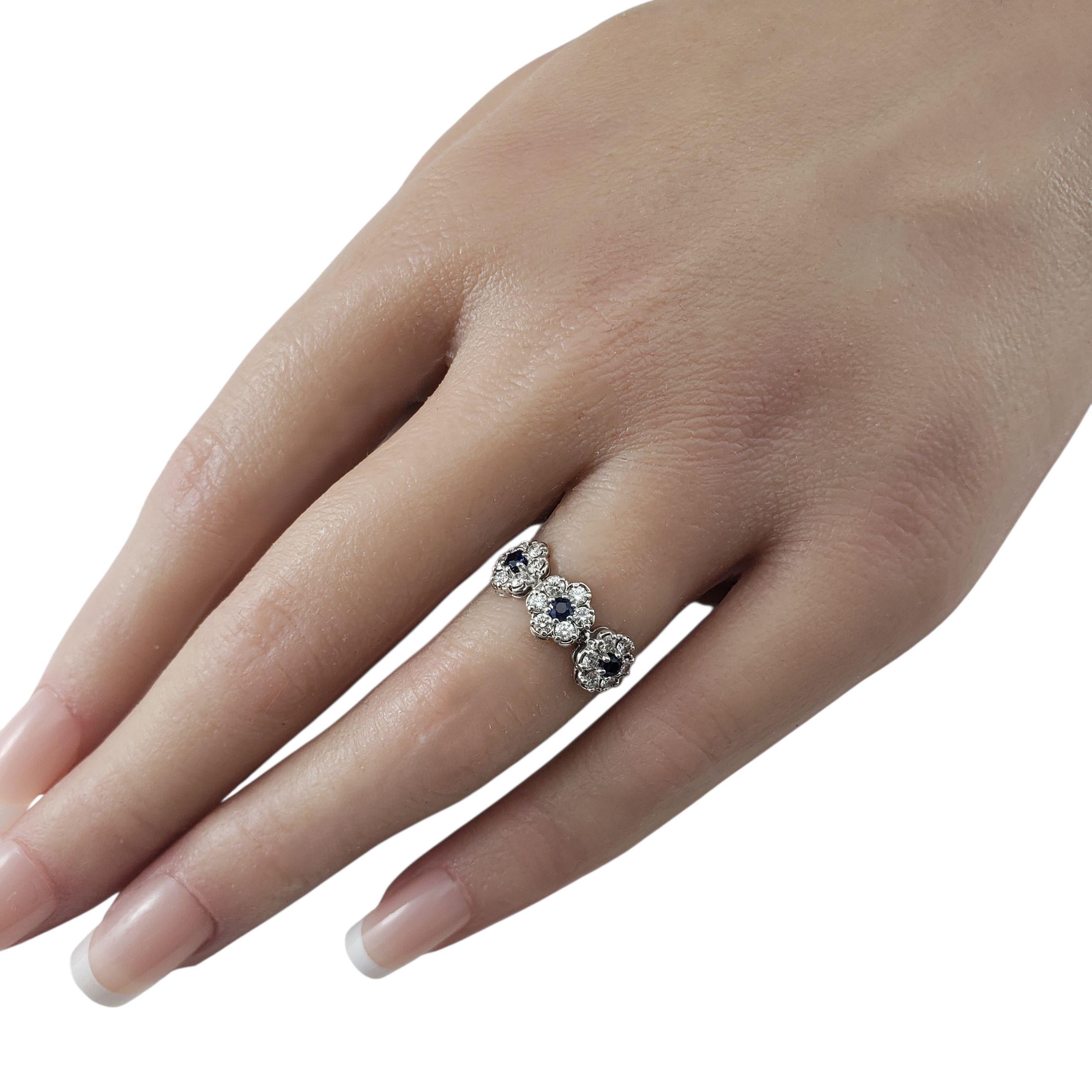 18 Karat White Gold Diamond and Blue Stone Cluster Ring Size 6 #22868 For Sale 2
