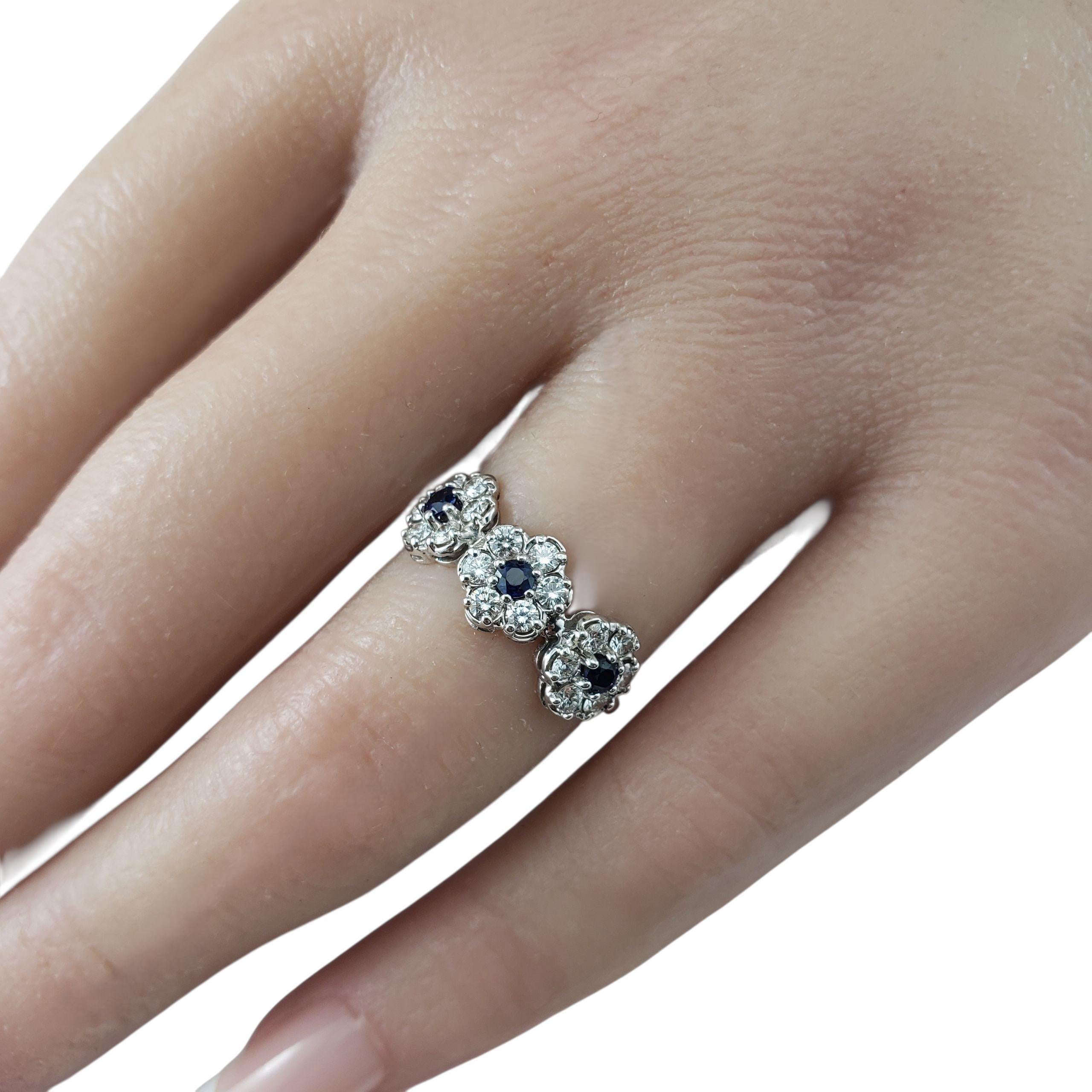 18 Karat White Gold Diamond and Blue Stone Cluster Ring Size 6 #22868 For Sale 3