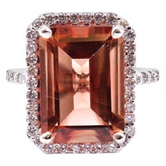 18 Karat White Gold Diamond and Congolese Pink Labradorite Ring