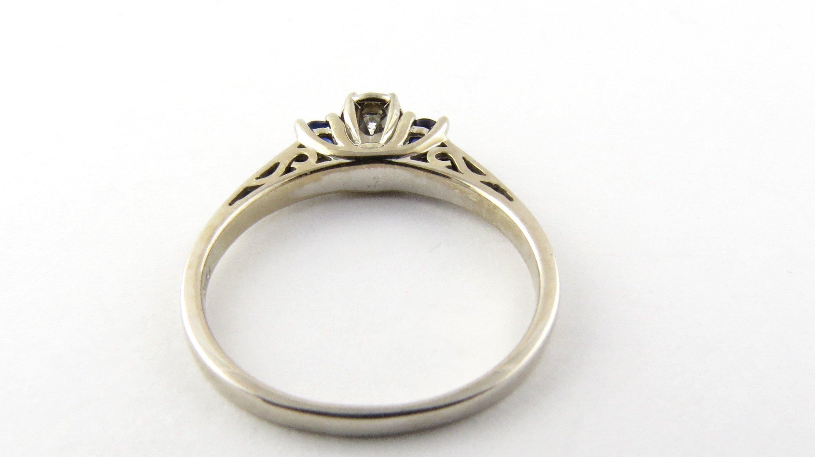 Women's 18 Karat White Gold Diamond and Genuine Sapphire Ring