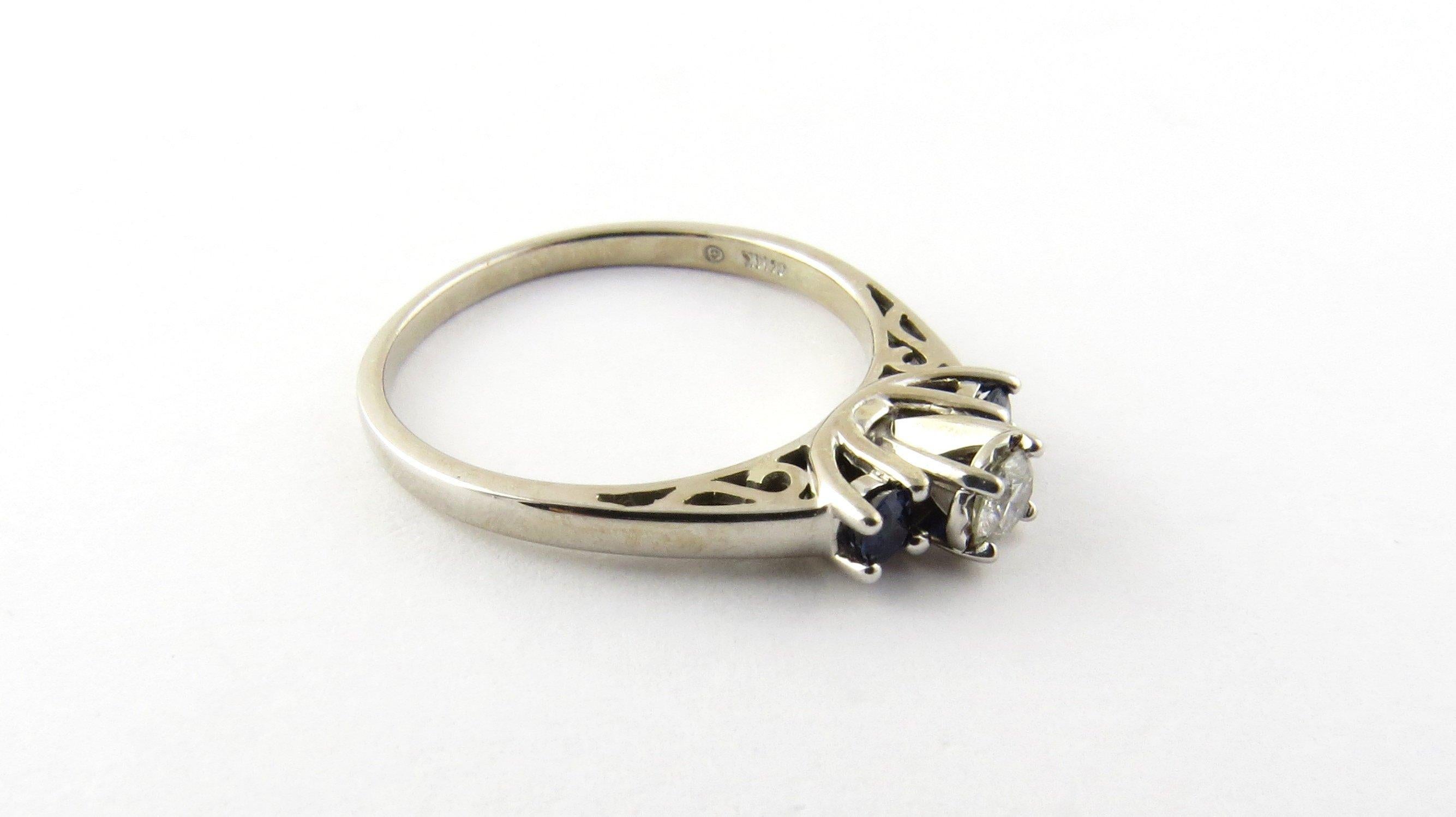 18 Karat White Gold Diamond and Genuine Sapphire Ring 2