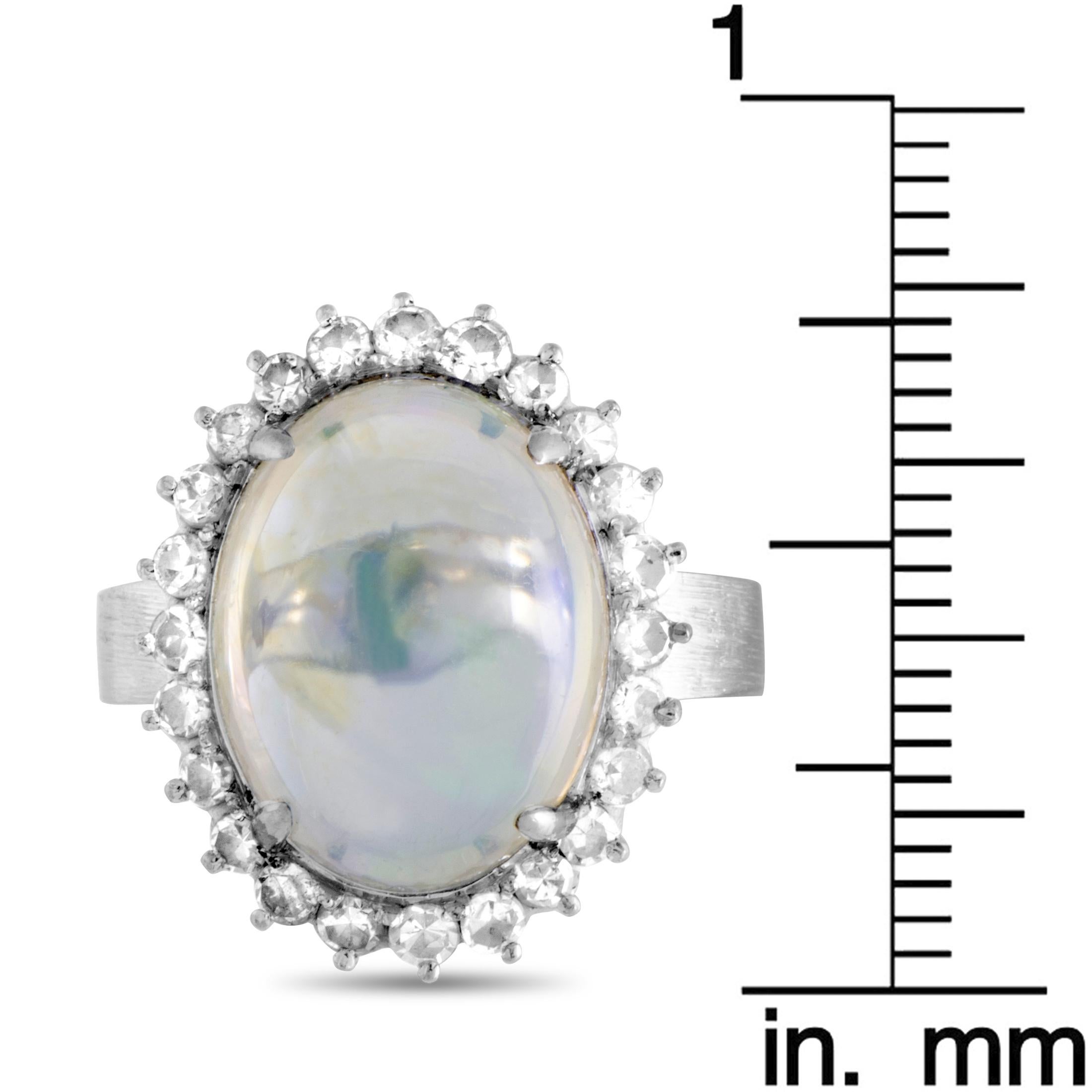 18 Karat White Gold Diamond and Opal Ring 1