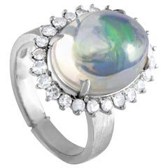 18 Karat White Gold Diamond and Opal Ring
