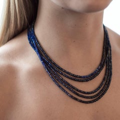 18 Karat White Gold, Diamond and Rough Sapphire Bead Necklace