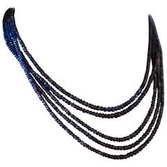 18 Karat White Gold, Diamond and Rough Sapphire Bead Necklace 18 Karat White Gold, Diamond and Rough Sapphire Bead Necklace