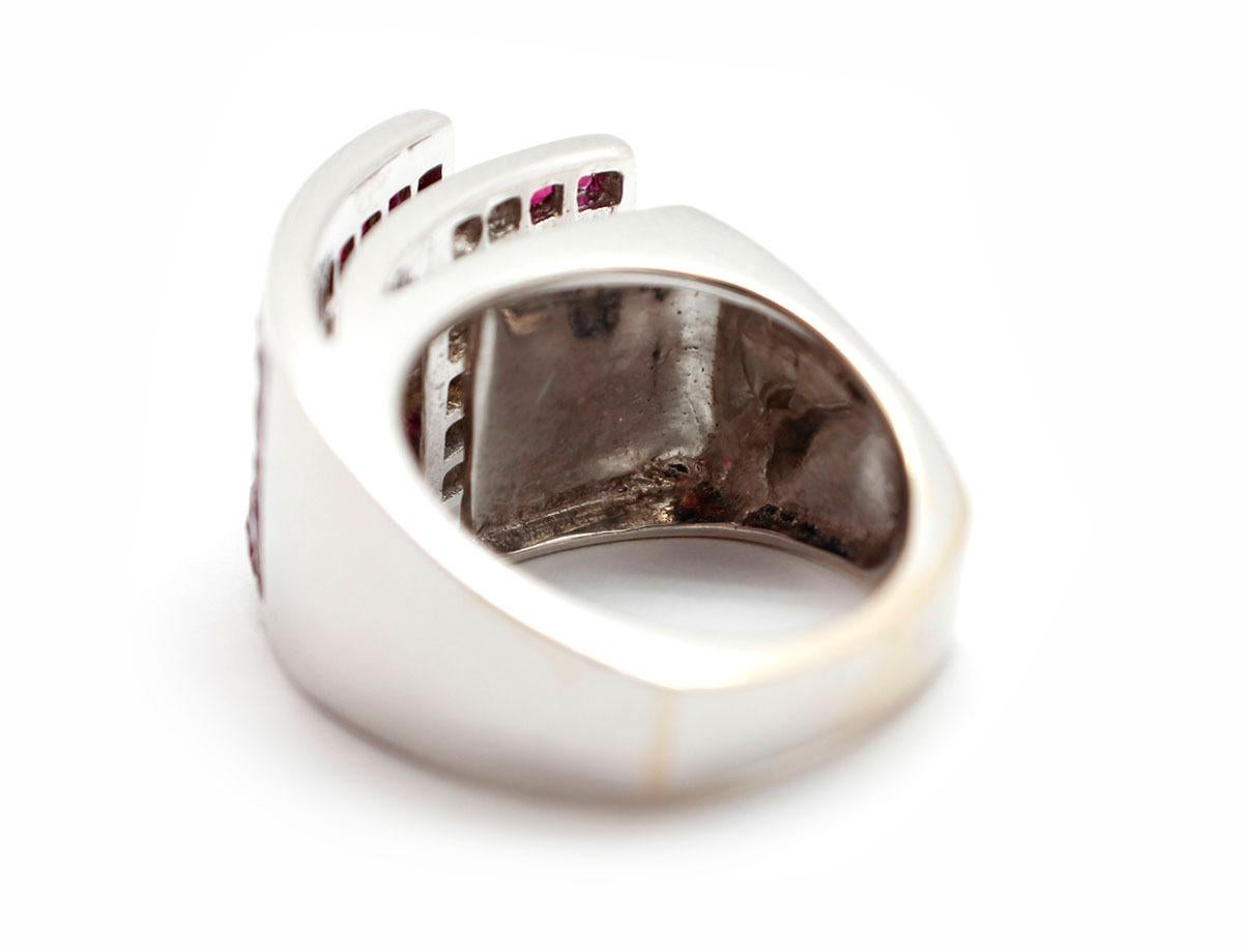18 Karat White Gold, Diamond and Ruby Modern Ring, 3.96 Carat 1